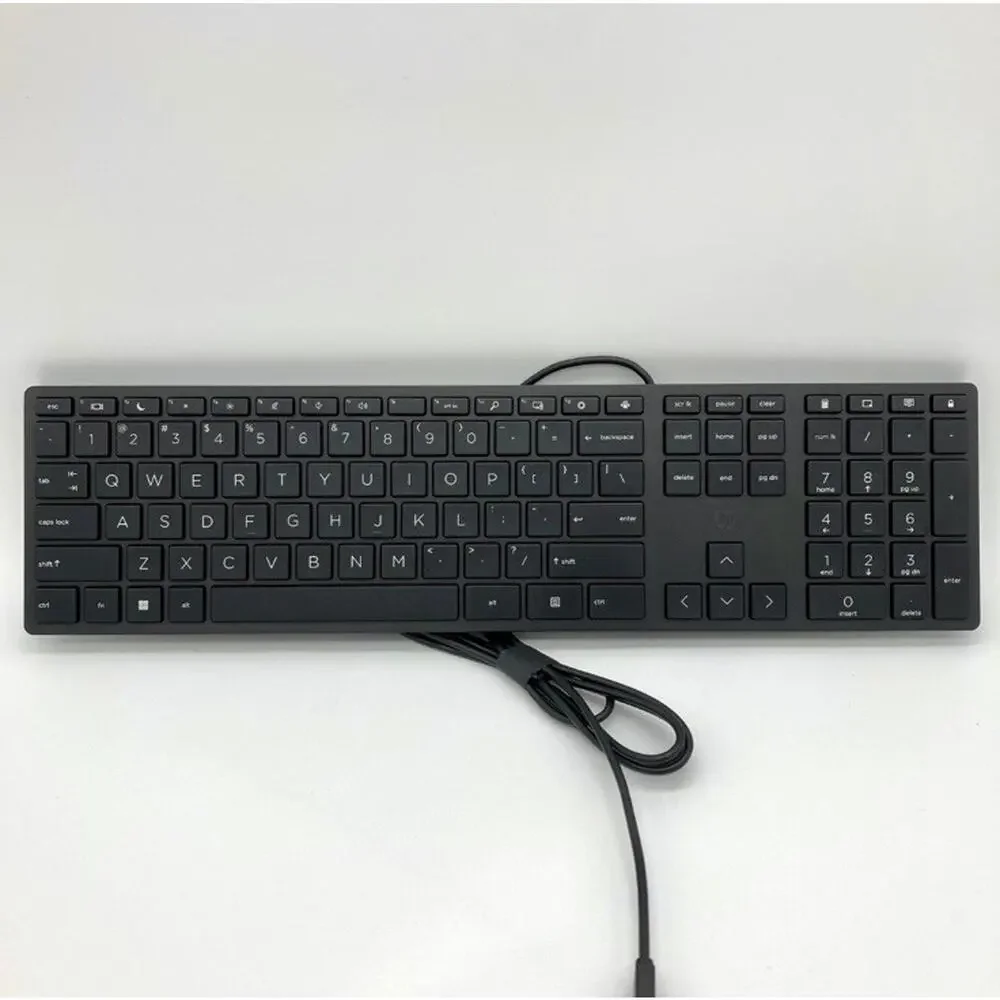 HP L96909-001 Desktop 320K Black Slim Wired Quiet QWERTY PC Computer Keyboard